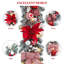 Guirlande de Noël illuminée de 1,80 m avec des nœuds rouges et des poinsettias