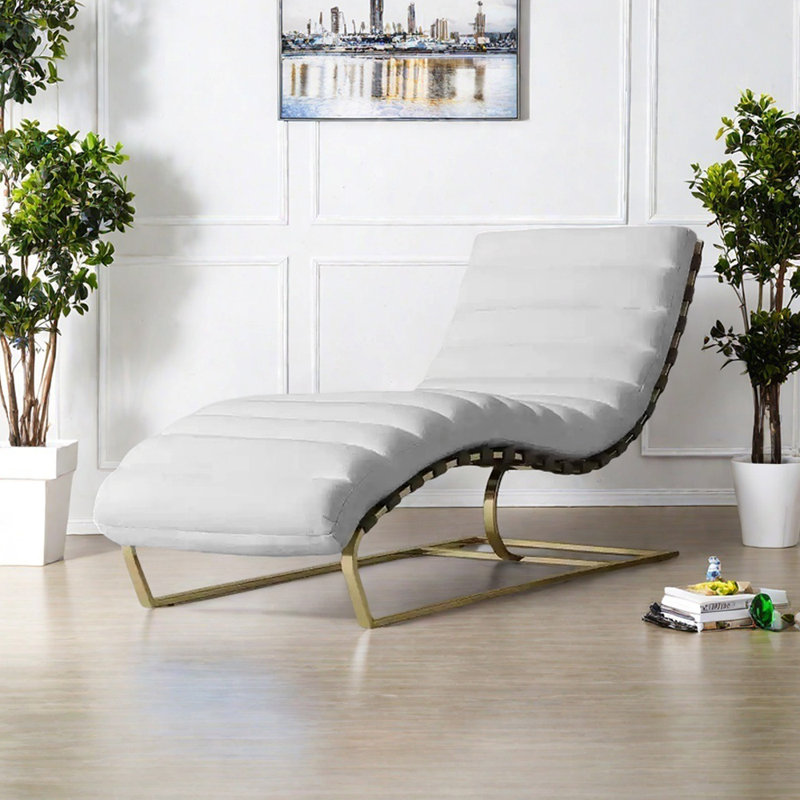 Chaise longue d'intérieur en coton Modern, Doré, Beige