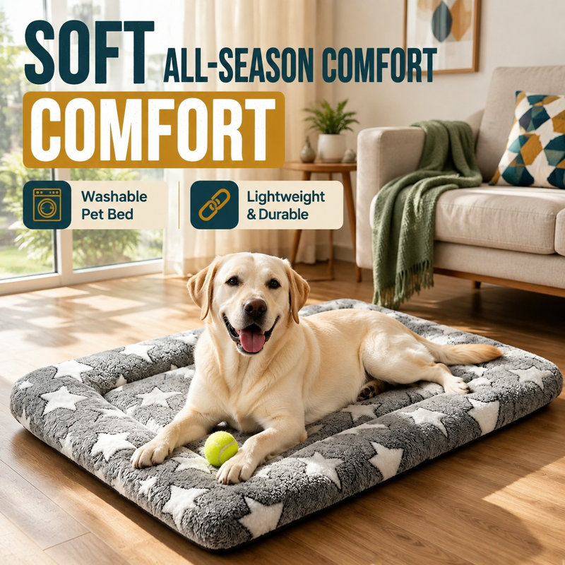 Tapis de cage réversible et portatif pour chiens et chats de petite, moyenne ou grande taille, avec une surface de couchage douce et un design de coussin de cage lavable à la machine.