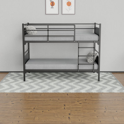 Pangburn 5" Medium Firm High Density 2pcs Foam Mattress with Heavy Duty Metal Bunk Bed