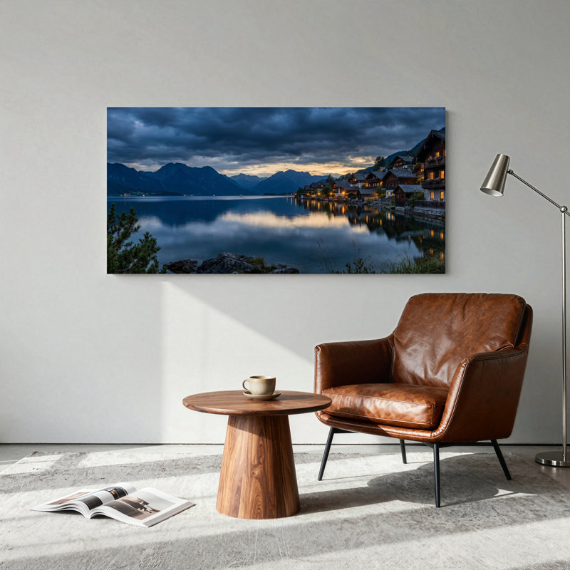 Ensemble de 1 tableau sur toile Lake Village, L 58 po x H 28 po, Toile tendue