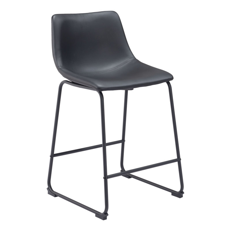 Ensemble de 2 tabourets de comptoir Jabar, Noir, Tabouret de comptoir (siège d'une hauteur de 24 p