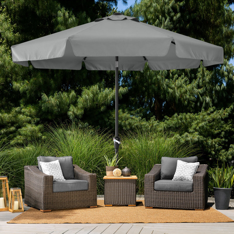 Parasol de marché 9 pi Hobert, Gris foncé, H 94,5 po x l 106 po x P 106 po