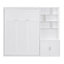 Lit escamotable double avec plusieurs tablettes de rangement et une armoire, blanc