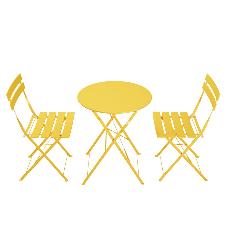 Ensemble bistro en acier 3 pièces Shelah Premium, Jaune