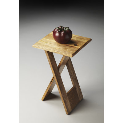  Hammond 11,75 po W Table d'appoint pliante carrée en bois naturel