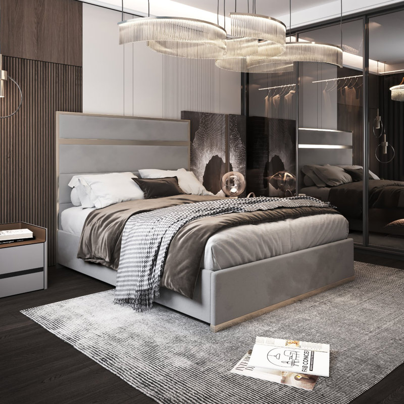 Mirosavka Upholstered Bed, Kingsize (5'), Grey