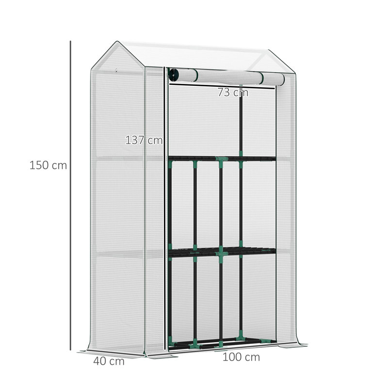 3 Ft W x 1.5 Ft D Mini Greenhouse, Green
