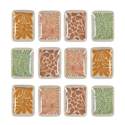 Multicolore, ensemble de 12 assiettes en grès à motif abstrait Claiborne, ensemble de 12