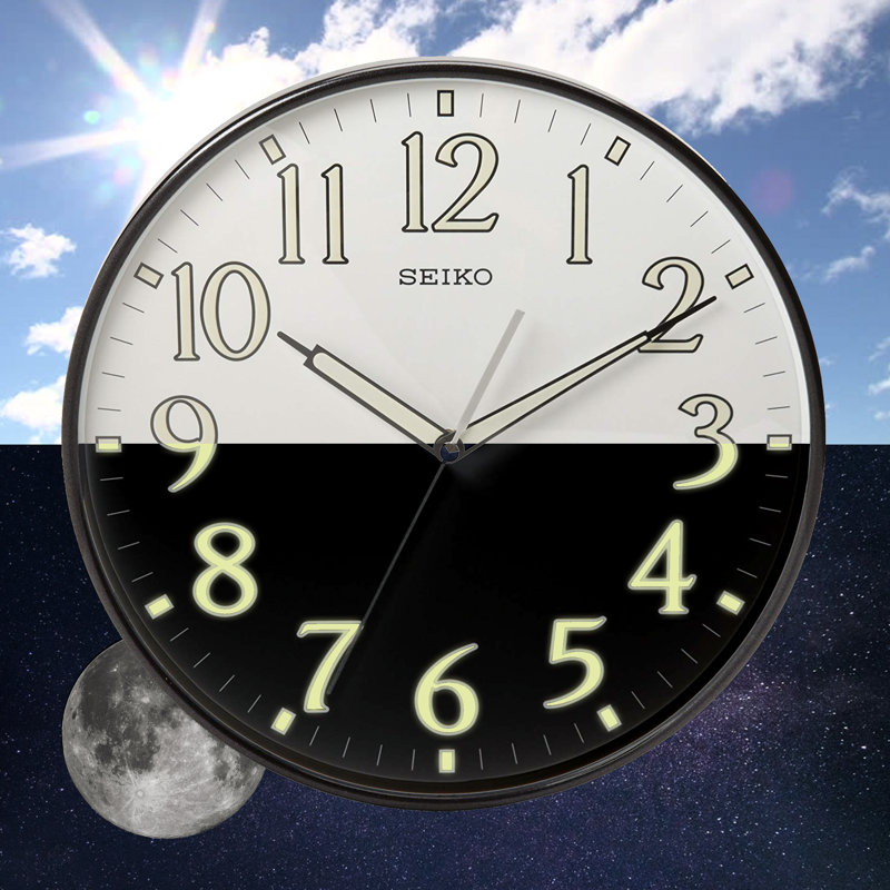 Seiko 12 Inch Black Framed Luminous Wall Clock
