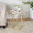 Creative Simple Glass Side Table,Gold+White Color