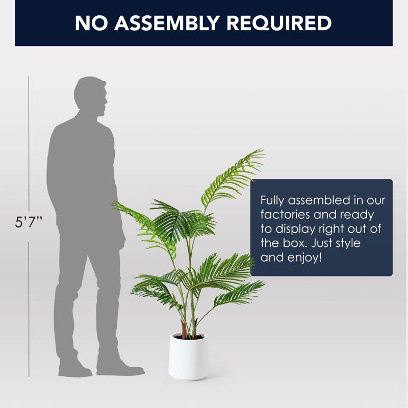 Realistic Artificial Palm Tree Faux Plant for Home Decor, Indoor Living Room or Office - 48"