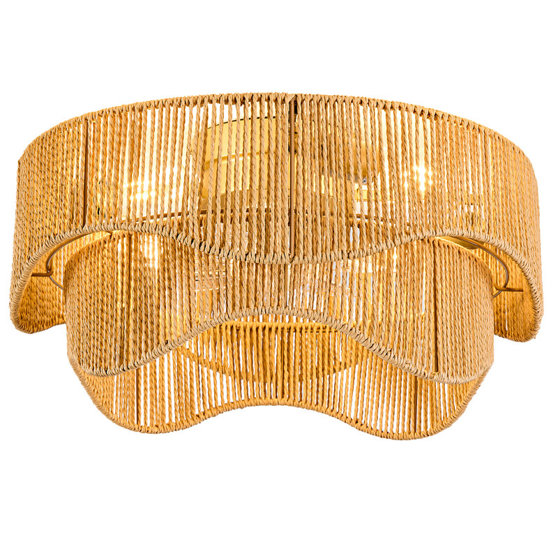 Ventilateur de plafond encastré de style bohème avec cordon en papier, 48 cm (19 pouces).