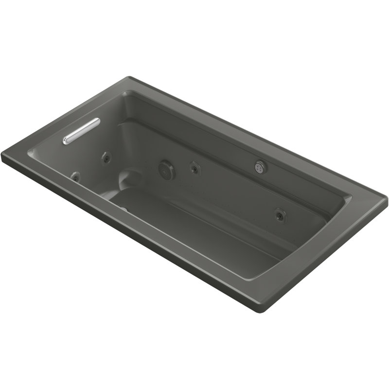 Archer 60-in X 32-in Drop-in Whirlpool  Heated Bubblemassage Air Bath, Thunder Gray