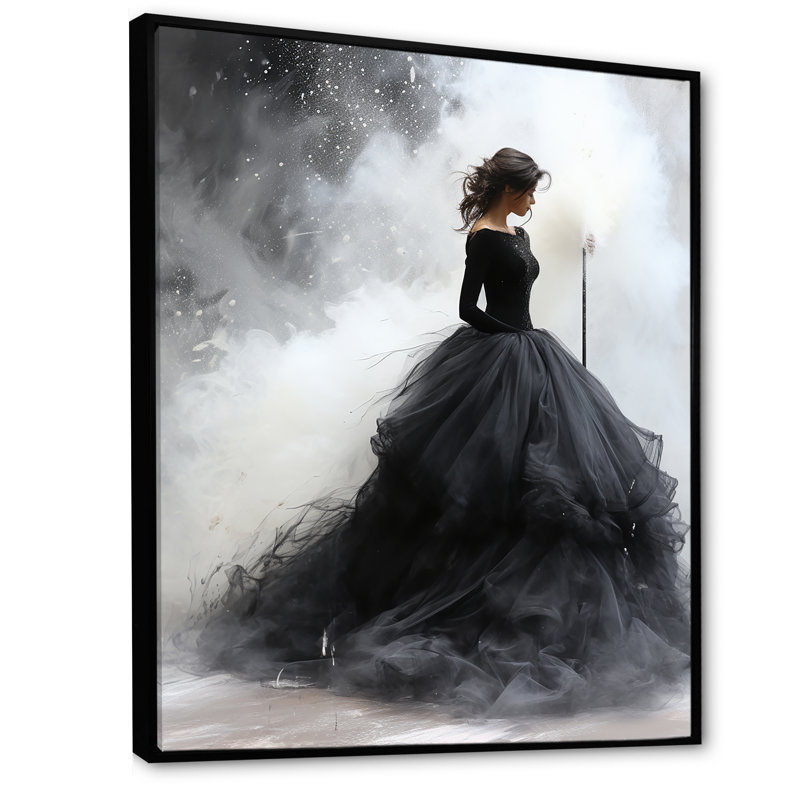 «Black Modern Ballet Dance Motion» - art mural ballet, H 20 po x l 12 po x P 1 po, Cadre flottant noir