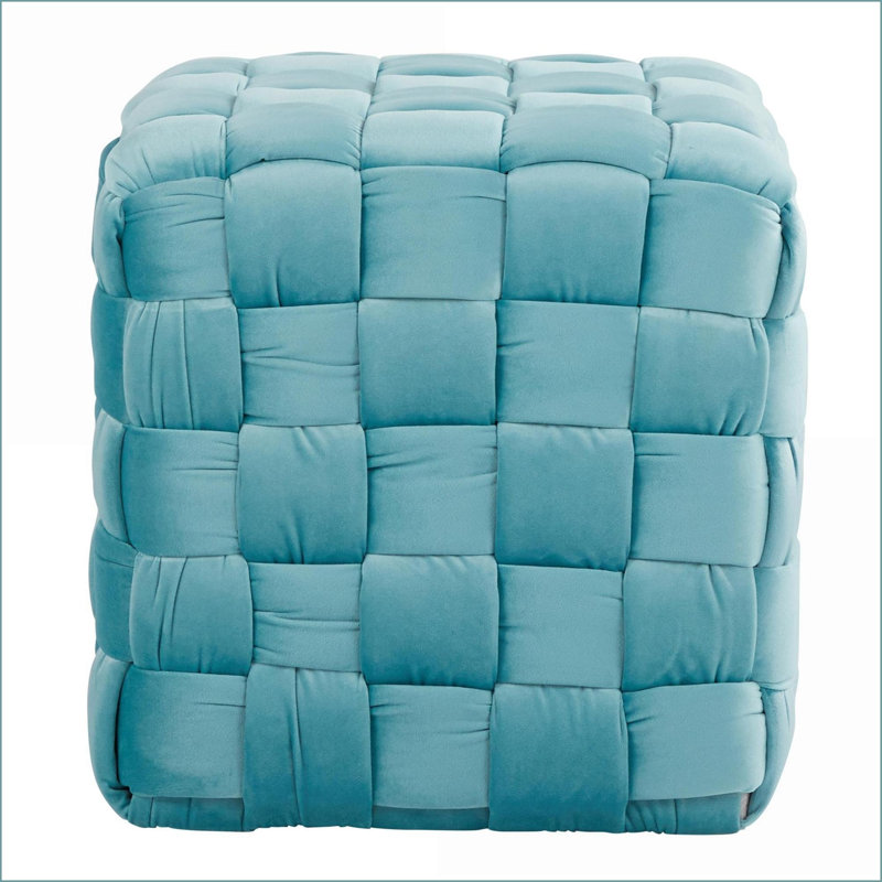 Ottoman 16'' Square Braided Sky Blue Velvet by LumiSource | Sky Blue | Velvet, Blue
