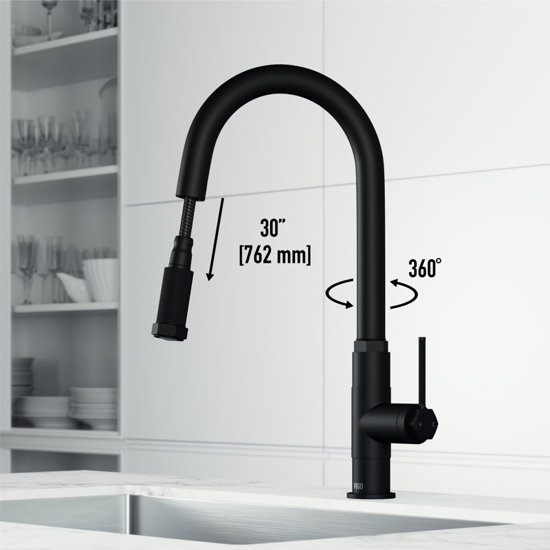 Hart 18 H 1-handle Pull-Down Kitchen Faucet, Matte Black