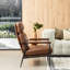 Fauteuil Mid-Century moderne en similicuir avec dossier haut et accoudoirs rembourrés-153021677