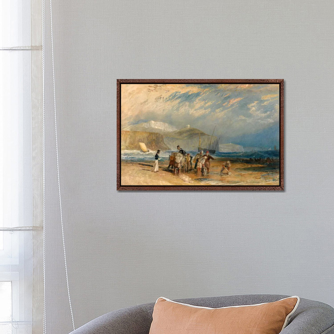 Folkestone Harbour And Coast To Dover von J.M.W. Turner - Galerie-verpackte Leinwand Giclée auf Leinwand