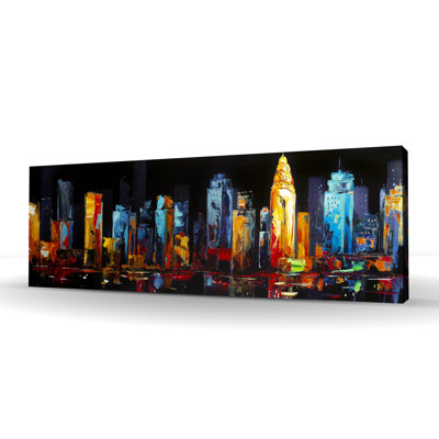 Colorful Abstract Cityscape Canvas | Contemporary Home Decor