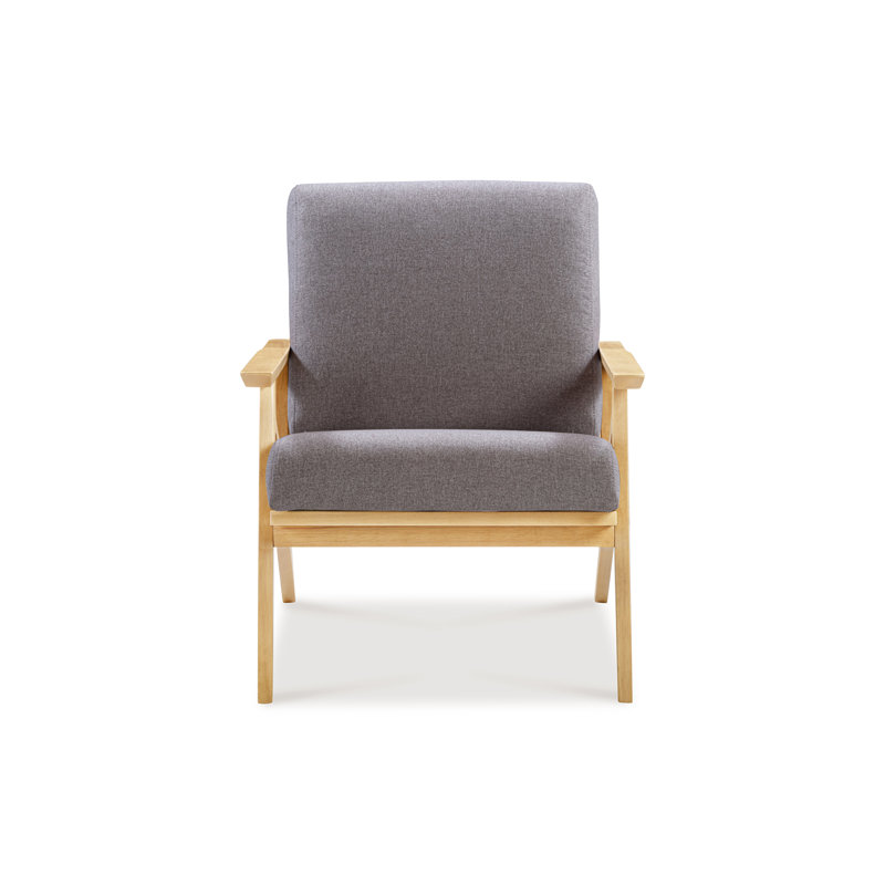 Chaise longue Cue en chêne naturel gris, Polyester gris / naturel
