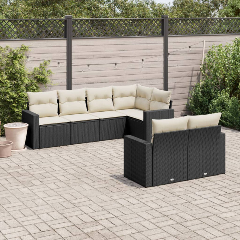 Ensemble de canapé de jardin Vidaxl, 7 pièces, noir, blanc crème