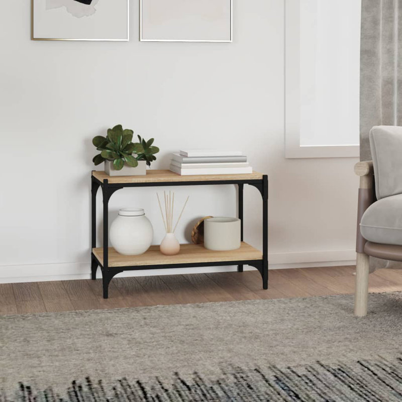 Lillehammer TV Cabinet Black 80X33x41 Cm Engineered Wood And Steel, Sonoma Oak, 100