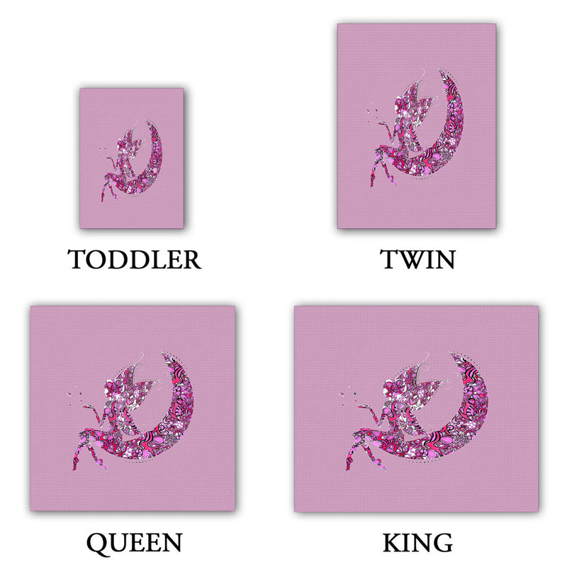 Ensemble de housse de couette fée moon i, 1 housse simple + 1 taie standard, Rose