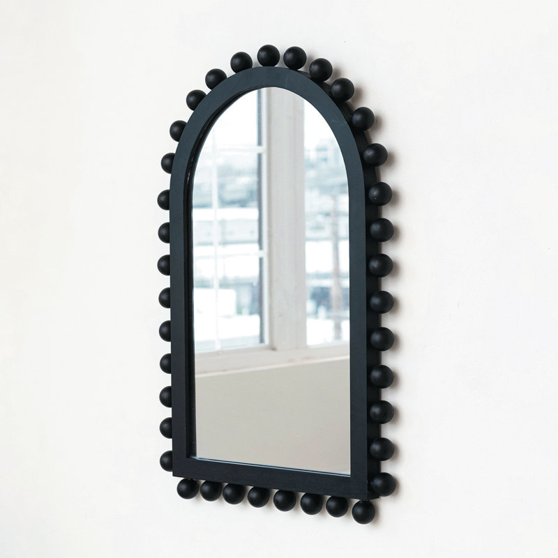 Dakota Fields Wood Ball Framed Arched Wall Mirror