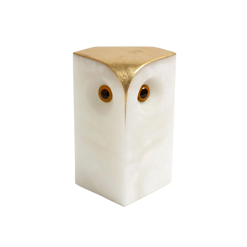 Alabaster Owl-Lg, 7" H x 3.75" W x 3.75" D