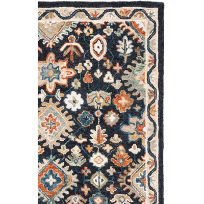 Hand Tufted Wool/Cotton Oriental Rug in Beige/Black