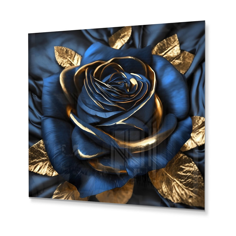 Décoration murale en métal, H 16 po x l 16 po x P 1 po, Gymnase rose dorée en bleu Kings I