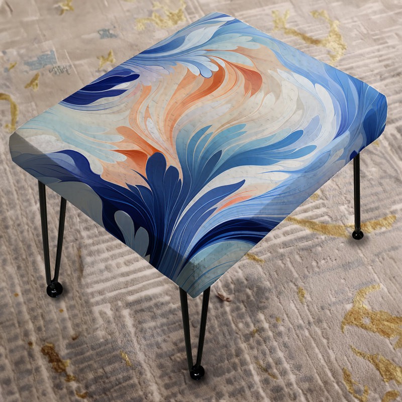 Ikat Dreams bleu et orange - Repose-pieds rectangulaire abstrait