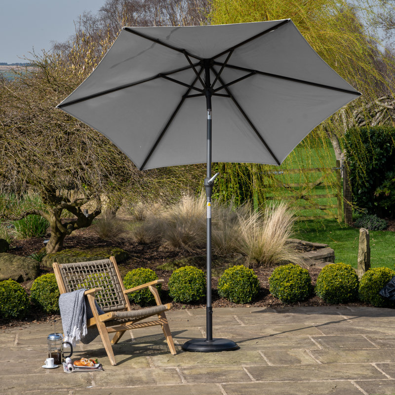 Hatten Riva Traditional Round Parasol, Luna Grey, 238cm H x 300cm W x 300cm D
