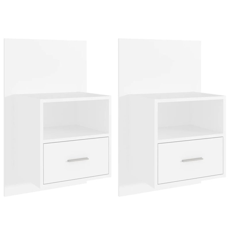 Jaicee Wall-mounted Bedside Cabinet, Set of 2, White