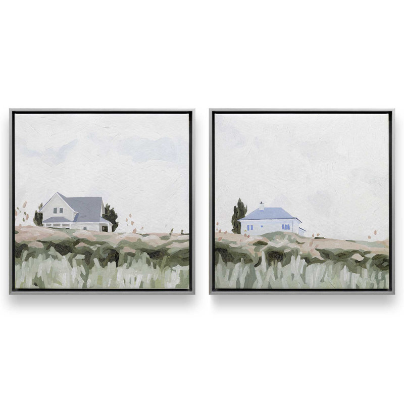 Quiet Home Escape Set of 2 Canvas Prints in a Maple Frame, 32" x 32", H 13 po x l 26 po x P 1,75 po
