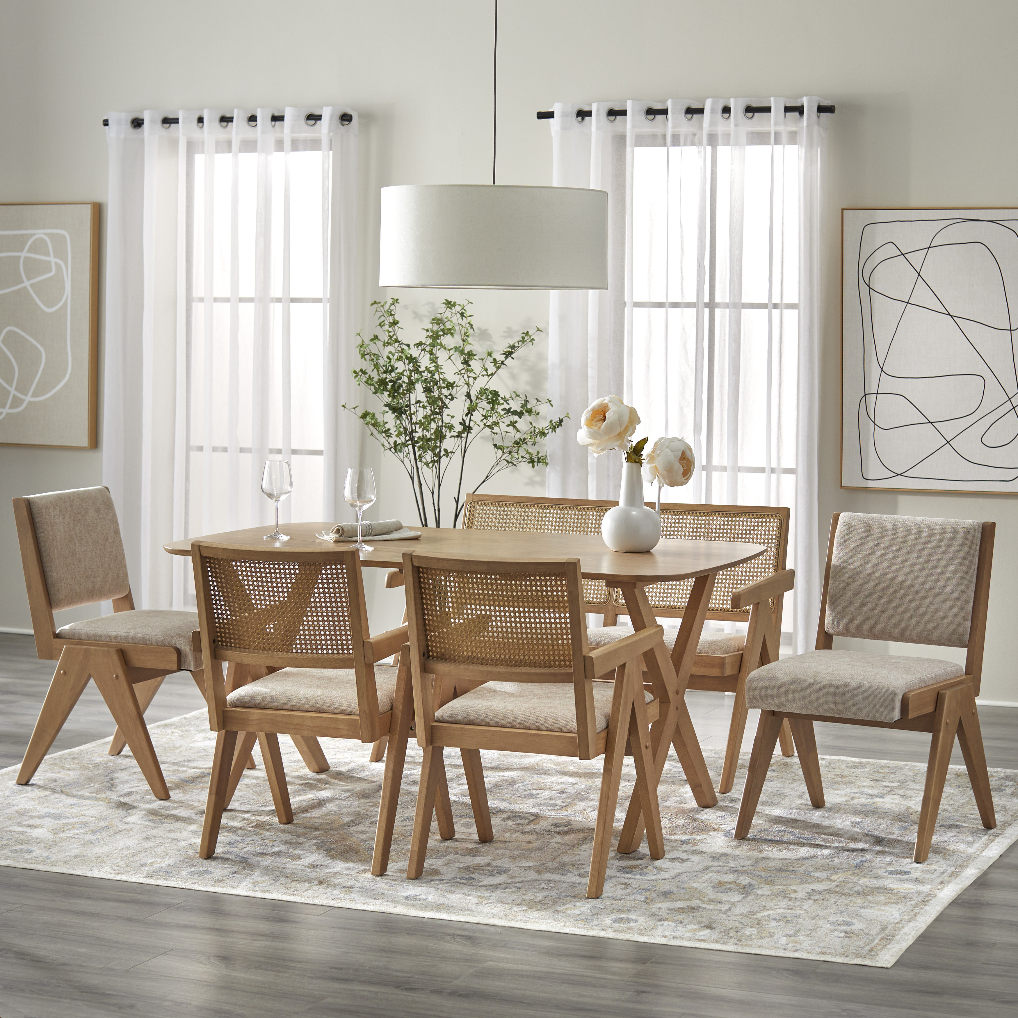 TMS Baywood 6 Piece Dining Set With Bench & Reviews | Wayfair