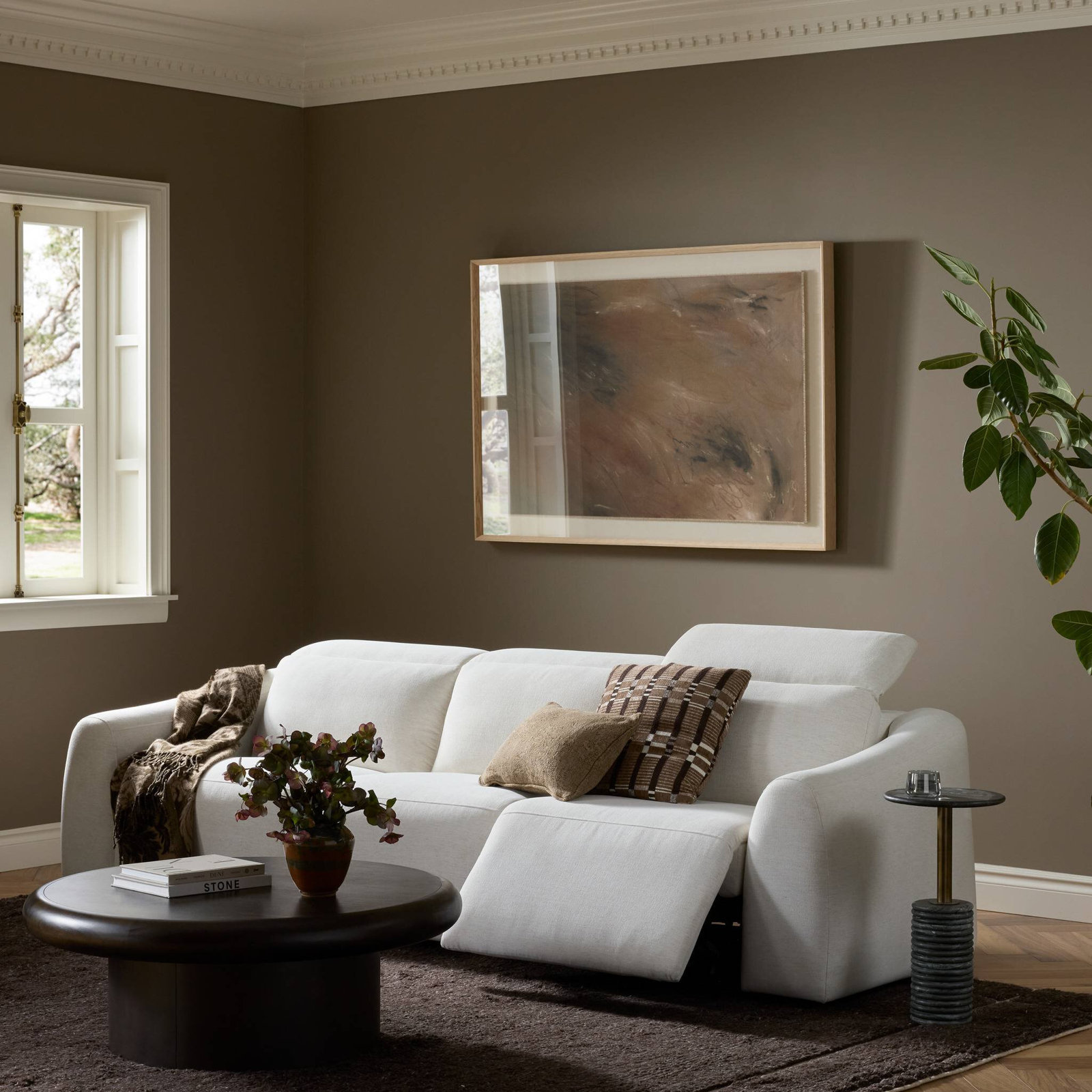Alconbury 116'' Upholstered Sofa, Crypton Nomad Snow Polyester Blend