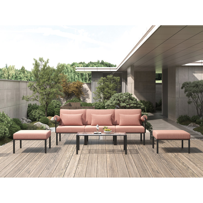 Ensemble de 5 pièces en tissu et patio avec repose-pieds
