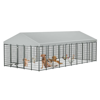 Grande cage extérieure pour chien avec enclos pour chien L 18,9 pi x l 9,61 po x H 6,76 po.