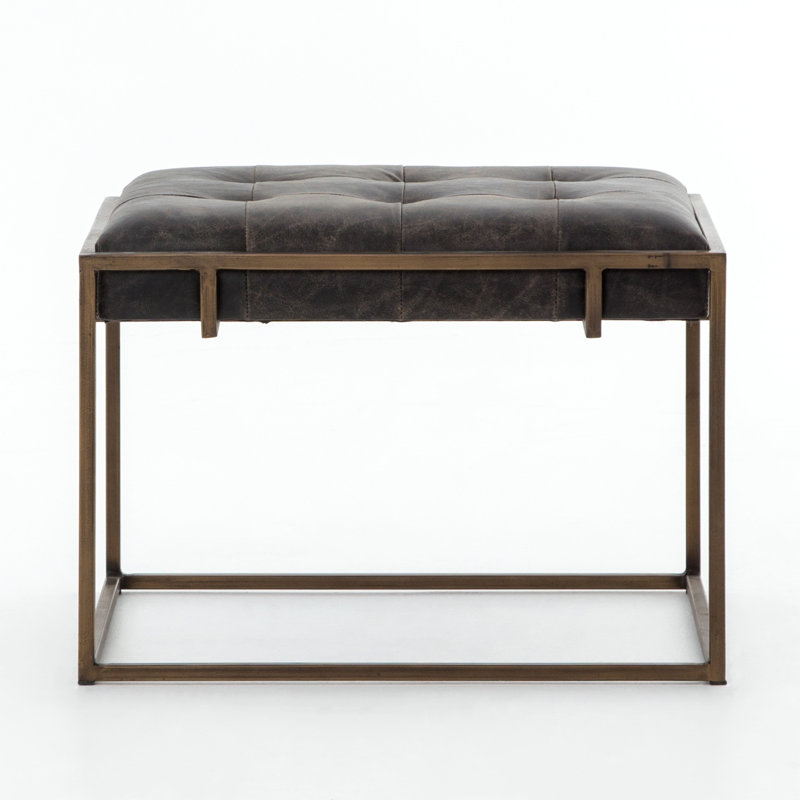 Oxford End Table, Antique Brass, Ebony Natural