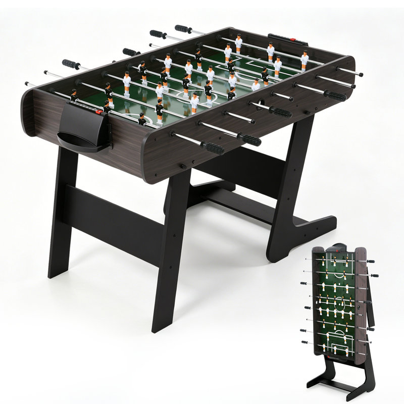 Table de soccer de 54 po pleine grandeur - Table de soccer intérieur pliable avec des pieds robustes, des tiges lisses et des poignées de joueur, parfaite pour la salle de jeux familiale et le divertissement