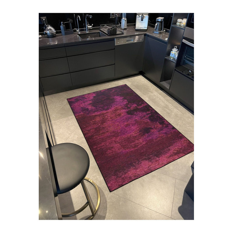 Tapis décoratif mauve à motif moderne, Sous-tapis carré 3 pi 3 po inclus