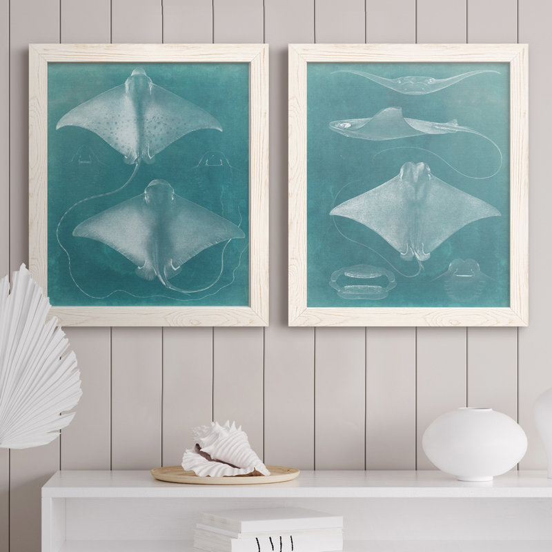 «Morning Swim I», ensemble de 2 reproductions d'art sur toile, Toile blanche encadrée, H 24 po x l 36 po x P 1,5 po