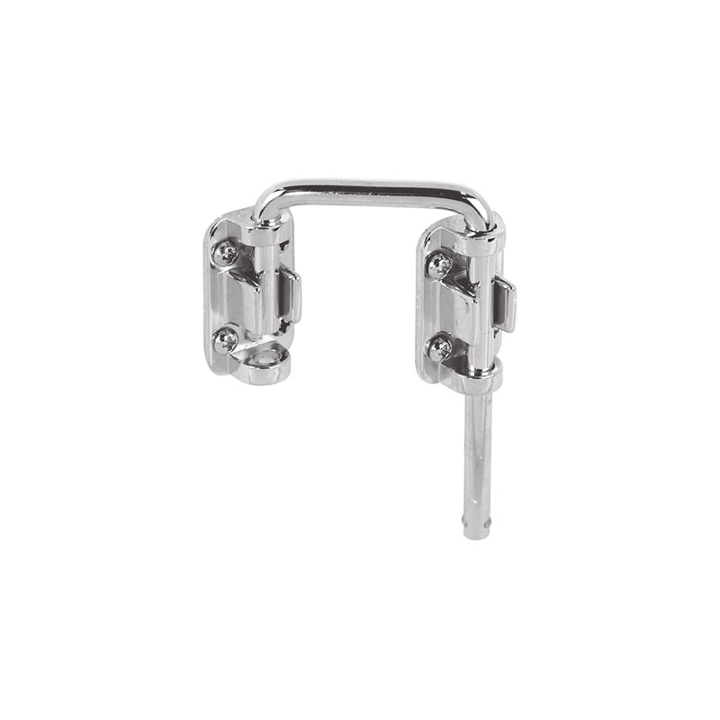 FHC U9847 Patio Sliding Door Loop Lock, Steel Locking Bar For Secondary Security, 2-1/8" Reach, Metal Mounting Plate, Chrome Plated Finish, Pack of 1
