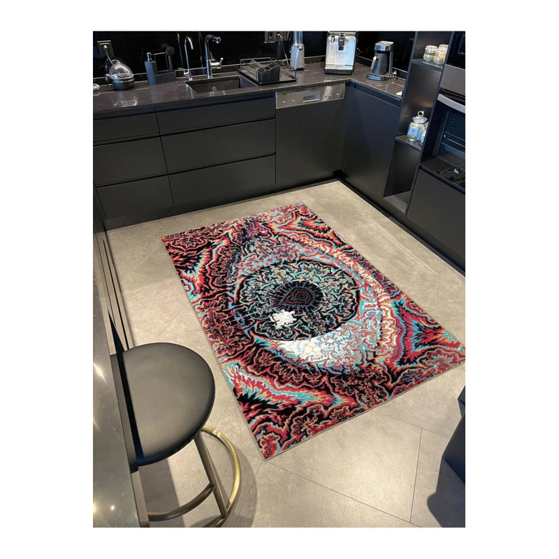 Multicolored Surrealist Design Abstract Eye Patterned Modern Decorative Carpet, Rectangle 3'4" x 5'