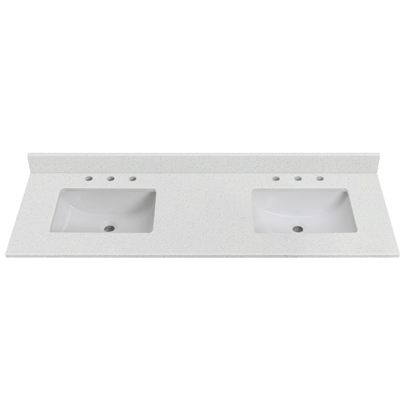 72" Quartz Double Bathroom Vanity Top with Sink（No Cabinet)