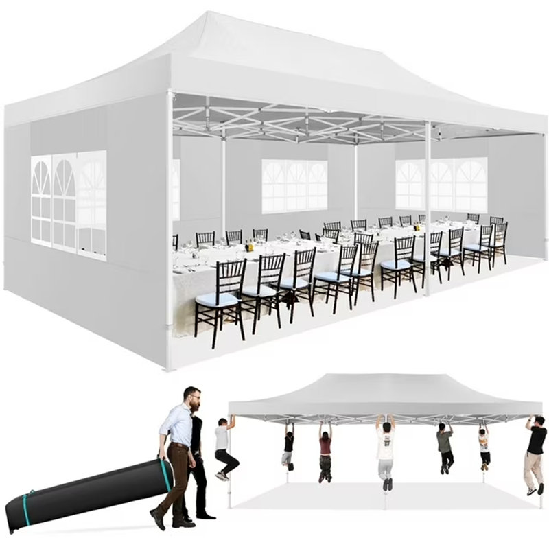 13x26 Pop Up Canopy with 6 Sidewall,Heavy Duty Canopy , White