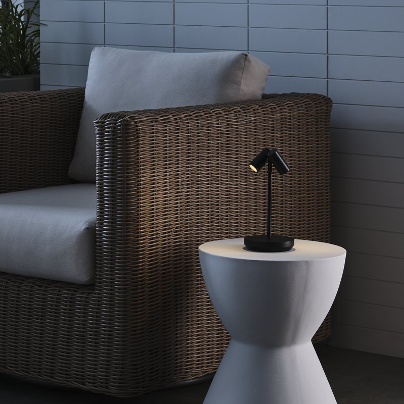 Doppia Short Accent Rechargeable Table Lamp, Black