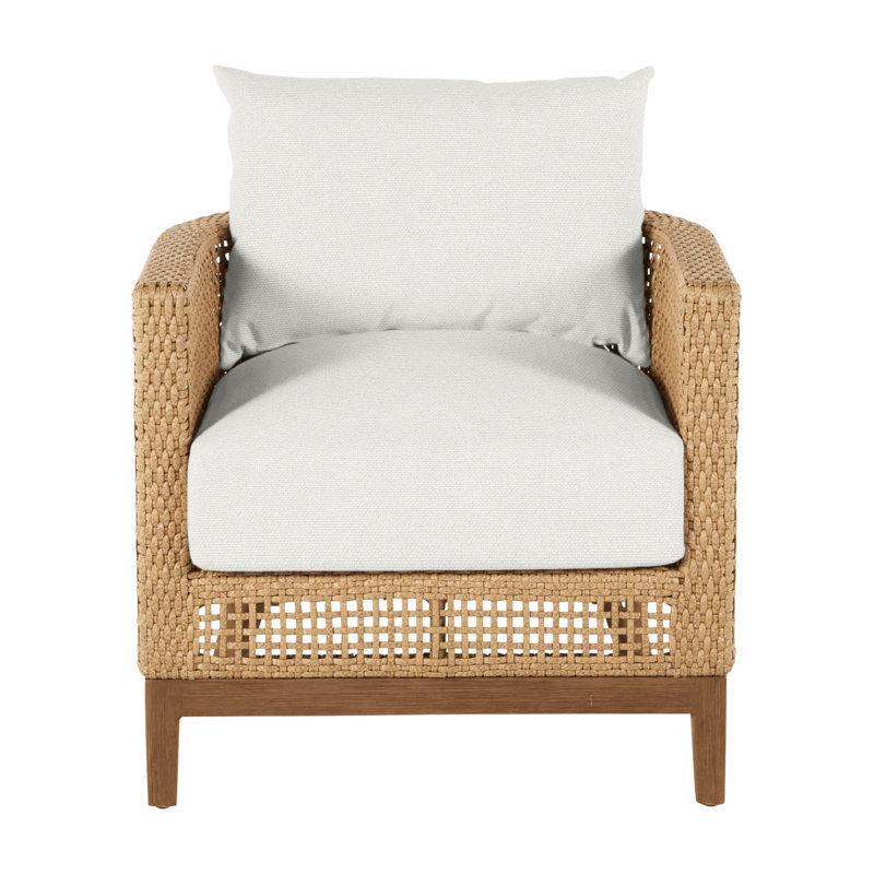 Peninsula Barrel Chair, Light Raffia/Natural Sandalwood, No welt + Standard fill, Tweed Toffee